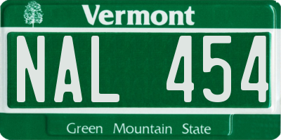VT license plate NAL454
