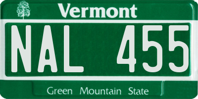 VT license plate NAL455