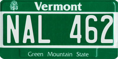 VT license plate NAL462