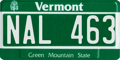 VT license plate NAL463