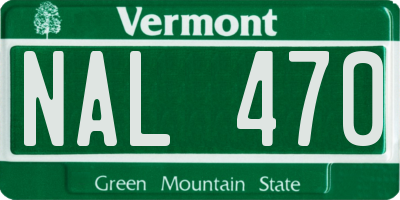 VT license plate NAL470