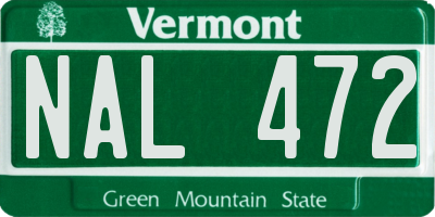 VT license plate NAL472