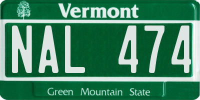 VT license plate NAL474