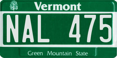 VT license plate NAL475