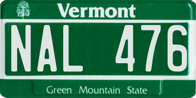 VT license plate NAL476
