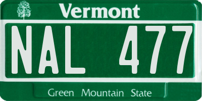 VT license plate NAL477