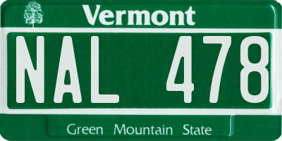 VT license plate NAL478