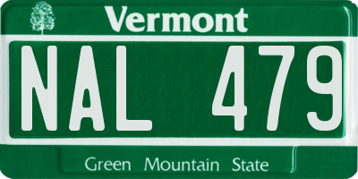 VT license plate NAL479