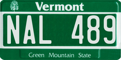 VT license plate NAL489