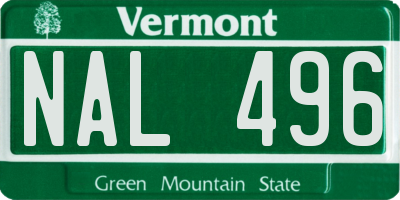 VT license plate NAL496