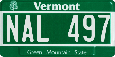 VT license plate NAL497