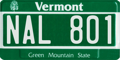 VT license plate NAL801