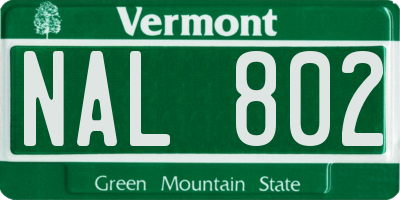 VT license plate NAL802