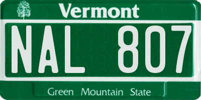 VT license plate NAL807