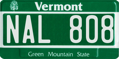 VT license plate NAL808