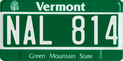 VT license plate NAL814