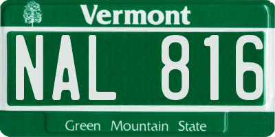 VT license plate NAL816