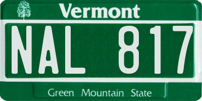 VT license plate NAL817