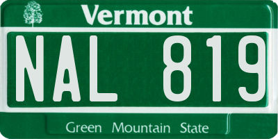 VT license plate NAL819