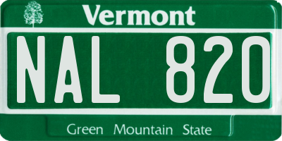 VT license plate NAL820