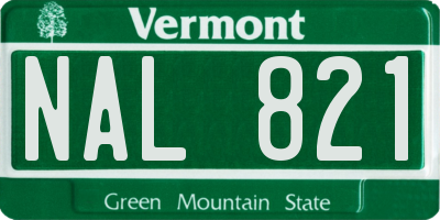 VT license plate NAL821