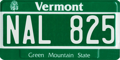 VT license plate NAL825