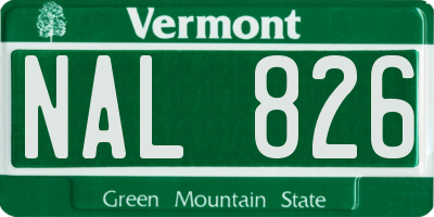 VT license plate NAL826