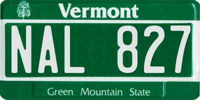 VT license plate NAL827