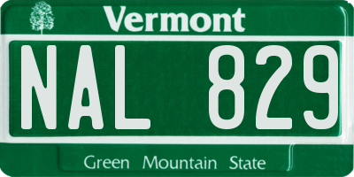 VT license plate NAL829