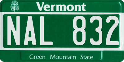 VT license plate NAL832