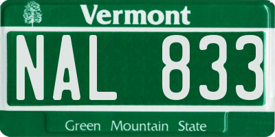 VT license plate NAL833