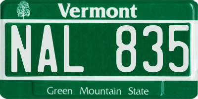 VT license plate NAL835