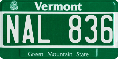 VT license plate NAL836