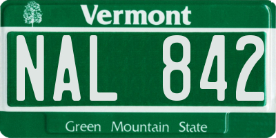 VT license plate NAL842
