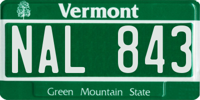 VT license plate NAL843