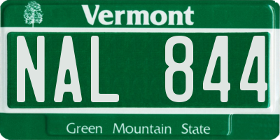 VT license plate NAL844