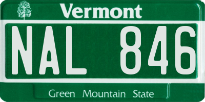 VT license plate NAL846