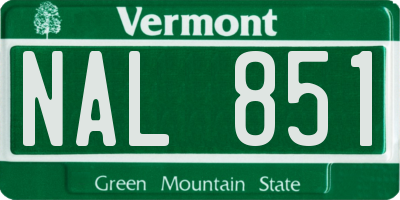 VT license plate NAL851