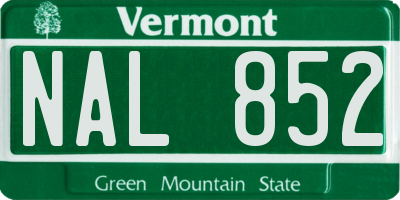VT license plate NAL852