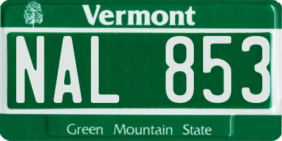 VT license plate NAL853