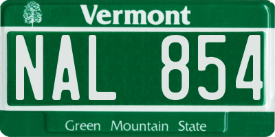 VT license plate NAL854