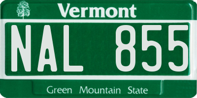 VT license plate NAL855