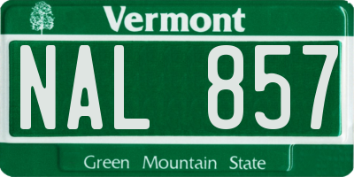 VT license plate NAL857