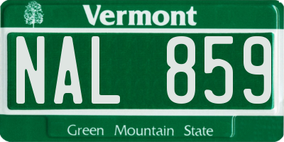 VT license plate NAL859