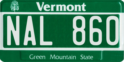 VT license plate NAL860