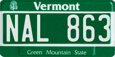 VT license plate NAL863