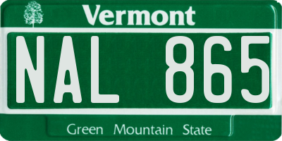 VT license plate NAL865