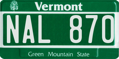 VT license plate NAL870