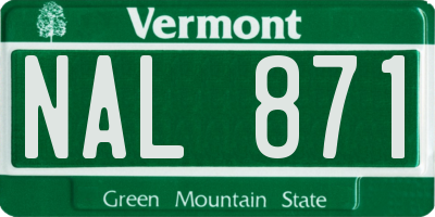 VT license plate NAL871