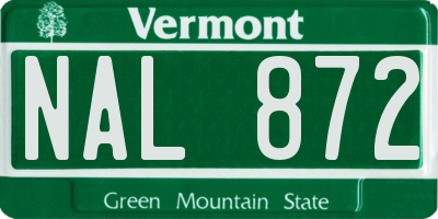VT license plate NAL872